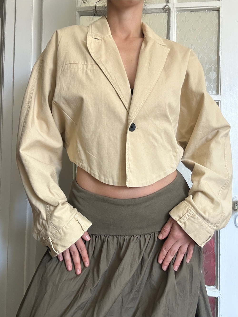 ZARA Cropped Tan Blazer Jacket
